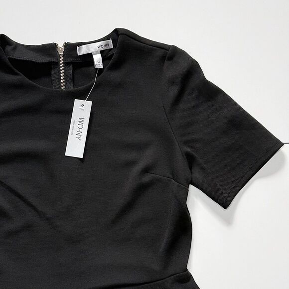 NWT WDNY Peplum Slim Fit Flattering Shaping Short Sleeve Back Zip Blouse Top M - Picture 3 of 12